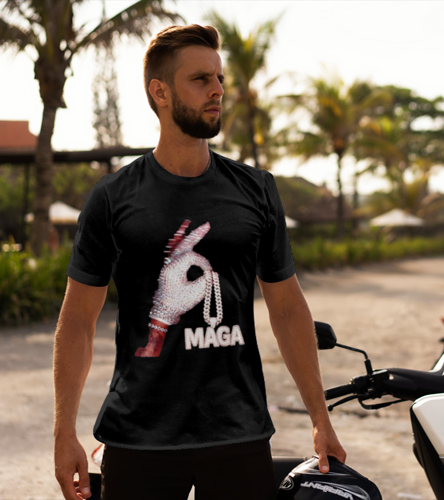 MAGA Iceman Hand Gesture With Diamond Encrusted Jewelry T-Shirt