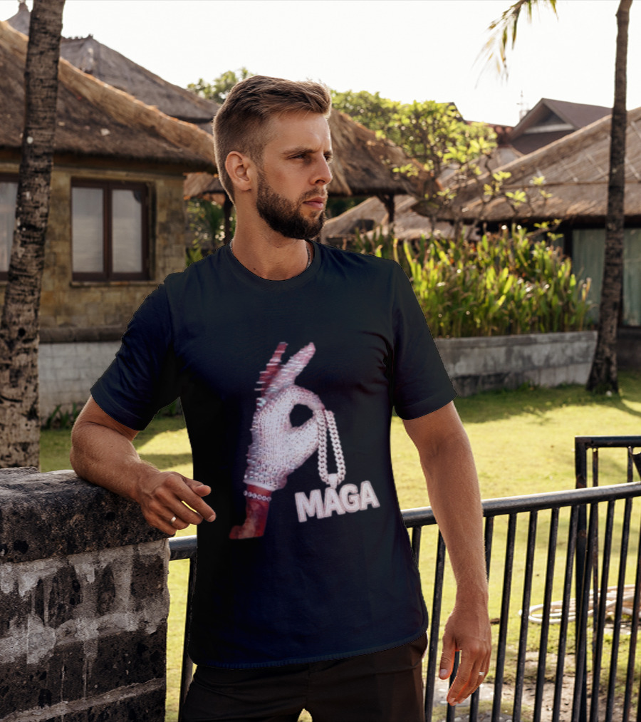 MAGA Iceman Hand Gesture With Diamond Encrusted Jewelry T-Shirt