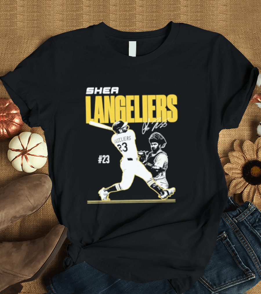 Shea Langeliers 23 Athletics Baseball Slugger Swing Signature T-Shirt