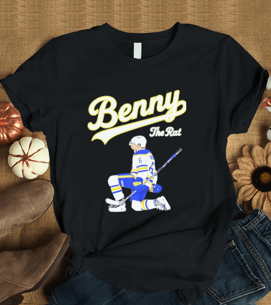 Benny The Rat Buffalo Sabres Number 6 Hockey Player Kneeling T-Shirt