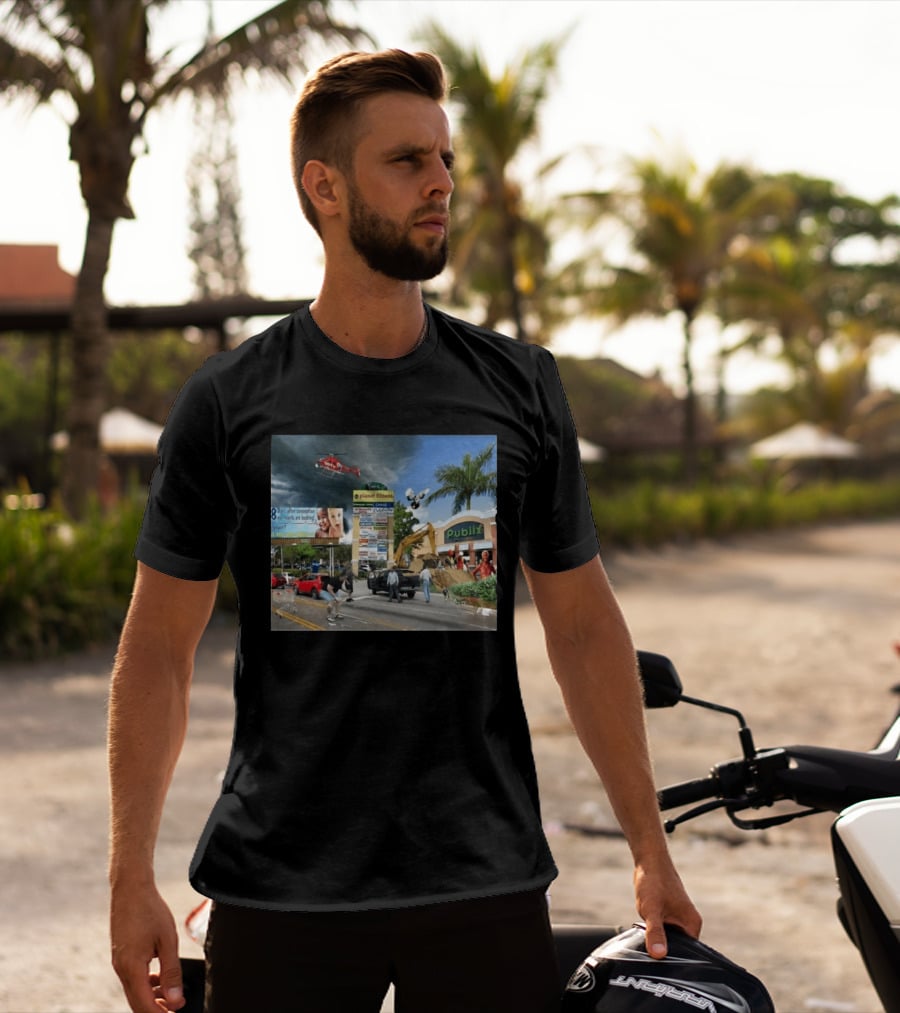 Planet Fitness Publix Chaos At Florida Shopping Plaza With Helicopter And Billboard T-Shirt