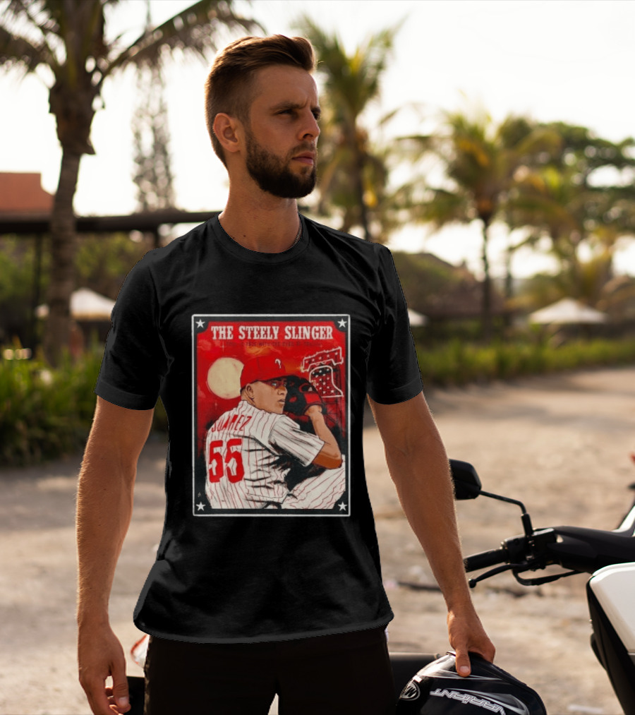 Philadelphia Phillies Ranger Suarez Steely Slinger 55 Baseball T-Shirt
