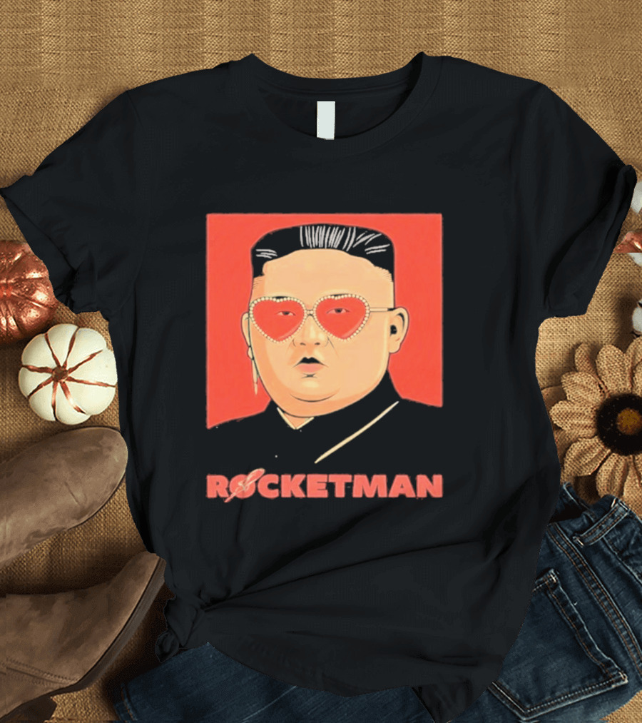 Kim Jong Un Heart Sunglasses Rocketman Meme T-Shirt