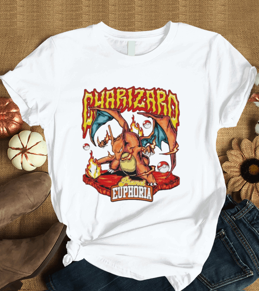Charizard Flame Dragon Planet Euphoria Iconic Pokémon Battle T-Shirt