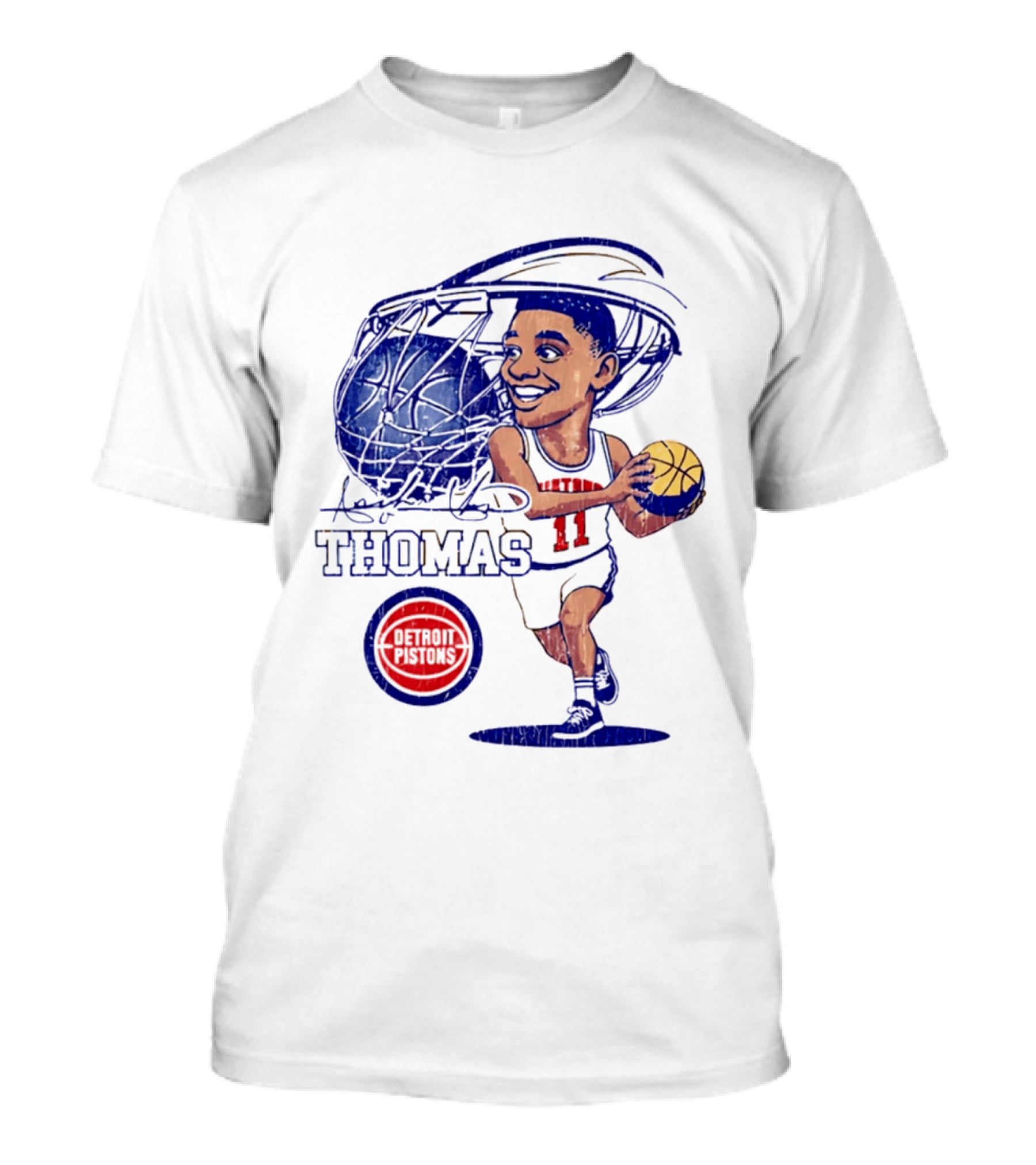 Isiah Thomas Detroit Pistons Caricature Basketball Cartoon Drawing T-Shirt