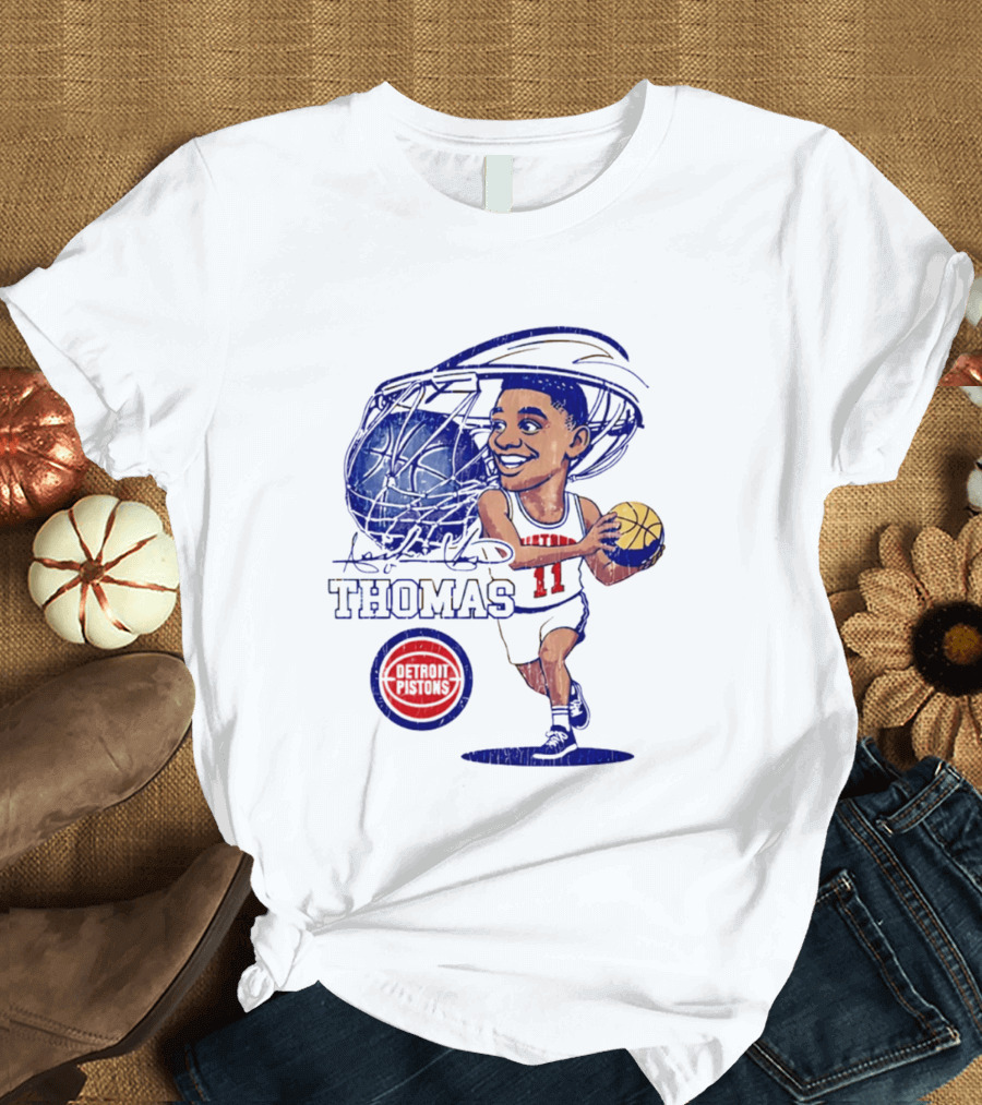 Isiah Thomas Detroit Pistons Caricature Basketball Cartoon Drawing T-Shirt