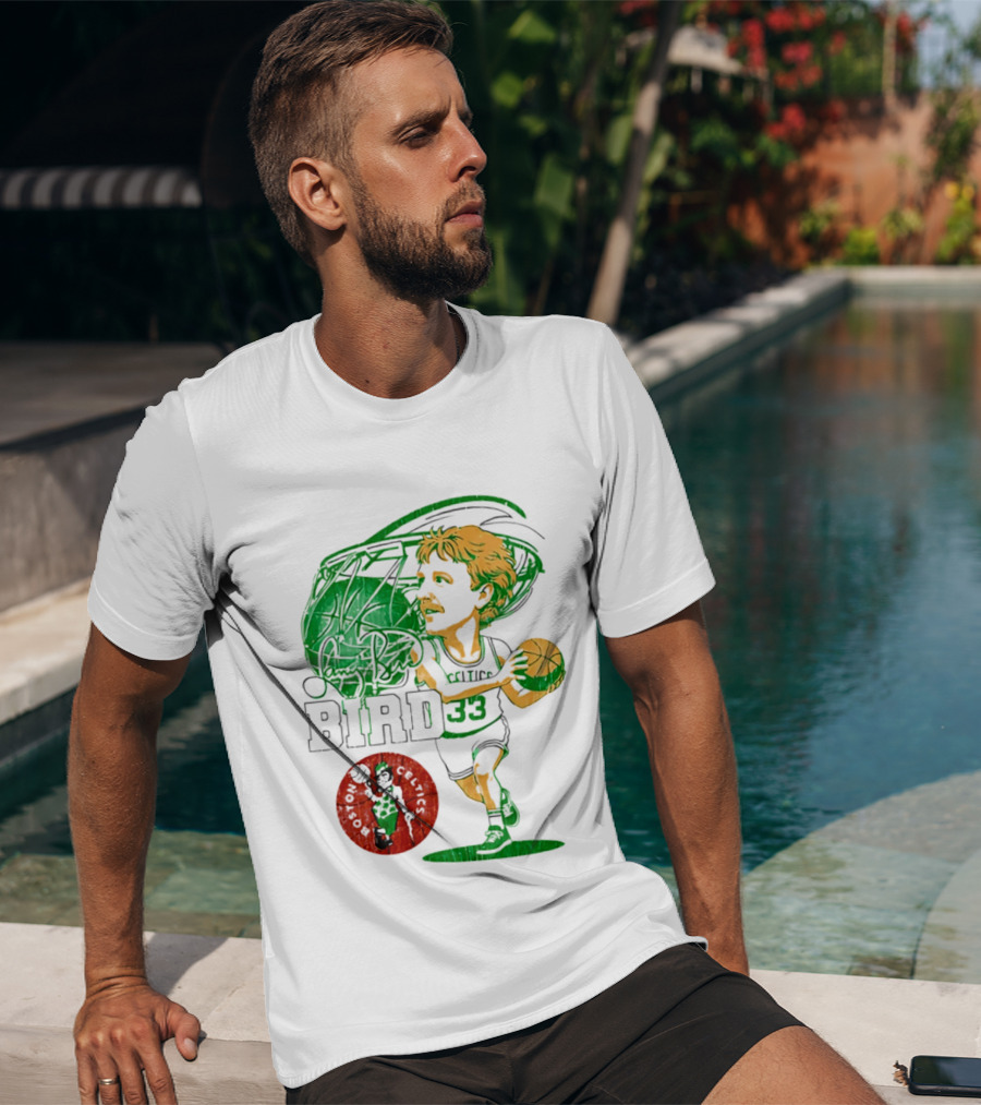 Boston Celtics Larry Bird Caricature NBA Legend 33 Basketball T-Shirt