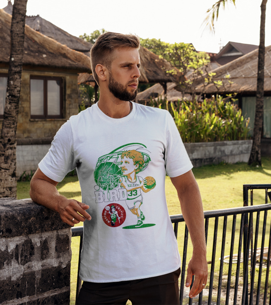 Boston Celtics Larry Bird Caricature NBA Legend 33 Basketball T-Shirt