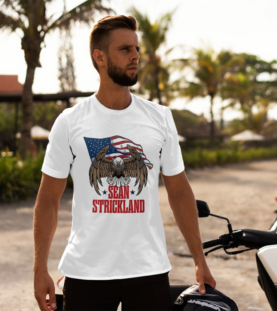 Sean Strickland Eagle With American Flag T-Shirt