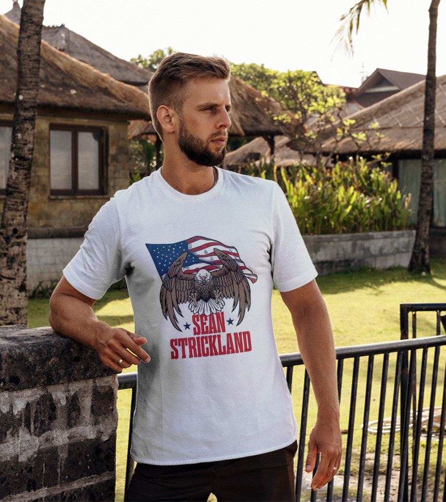 Sean Strickland Eagle With American Flag T-Shirt