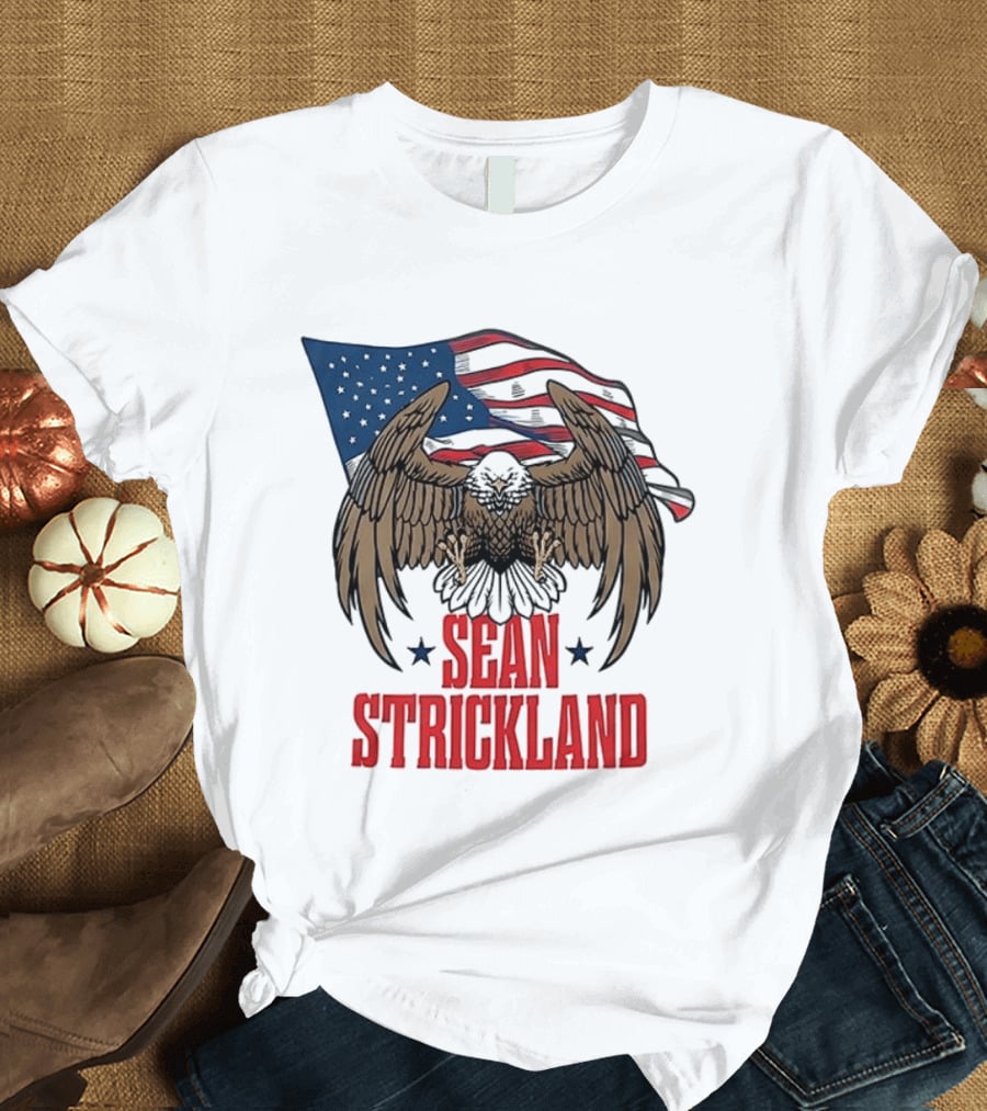 Sean Strickland Eagle With American Flag T-Shirt