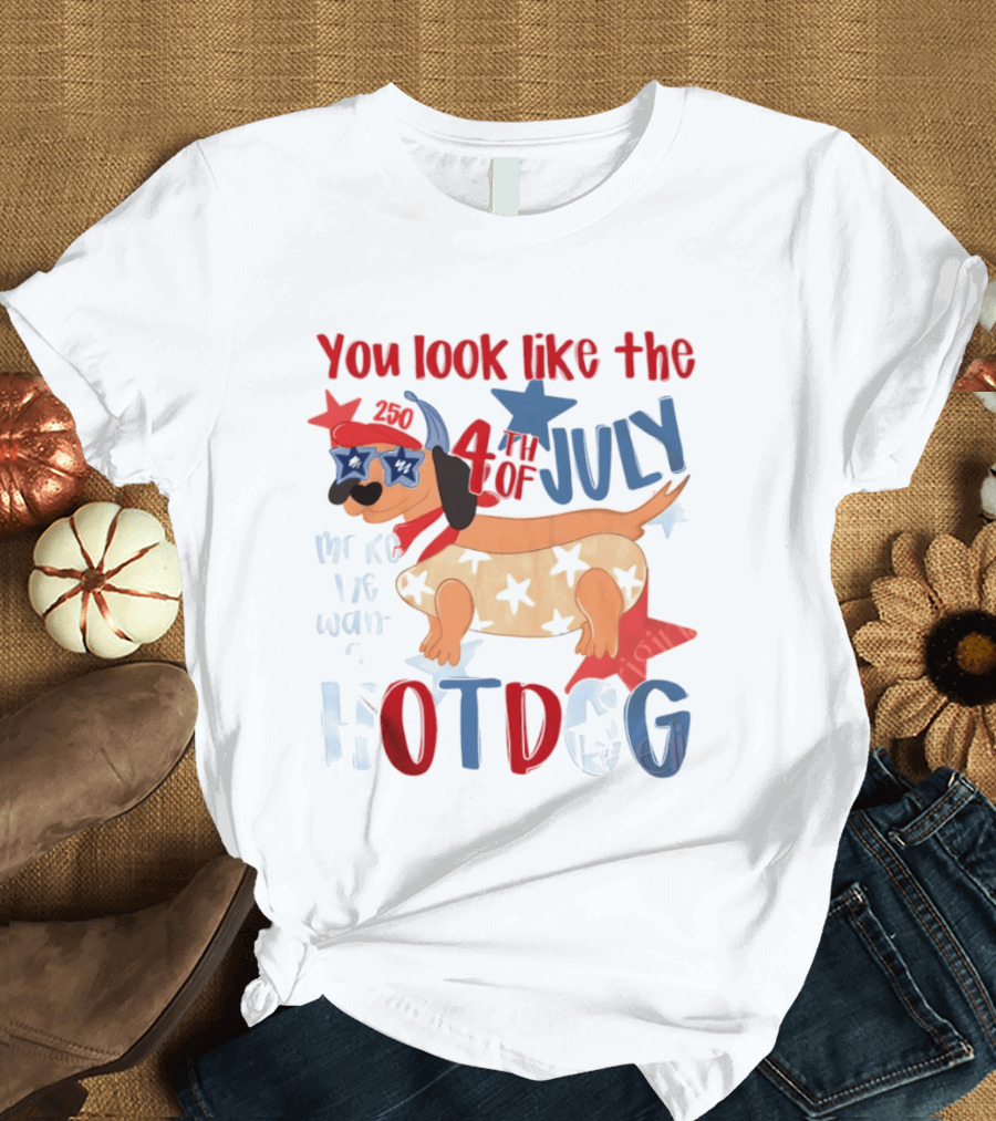 You Look Like The 4th Of July Make Me Want A Hotdog 2020 Dog Star Hat T-Shirt