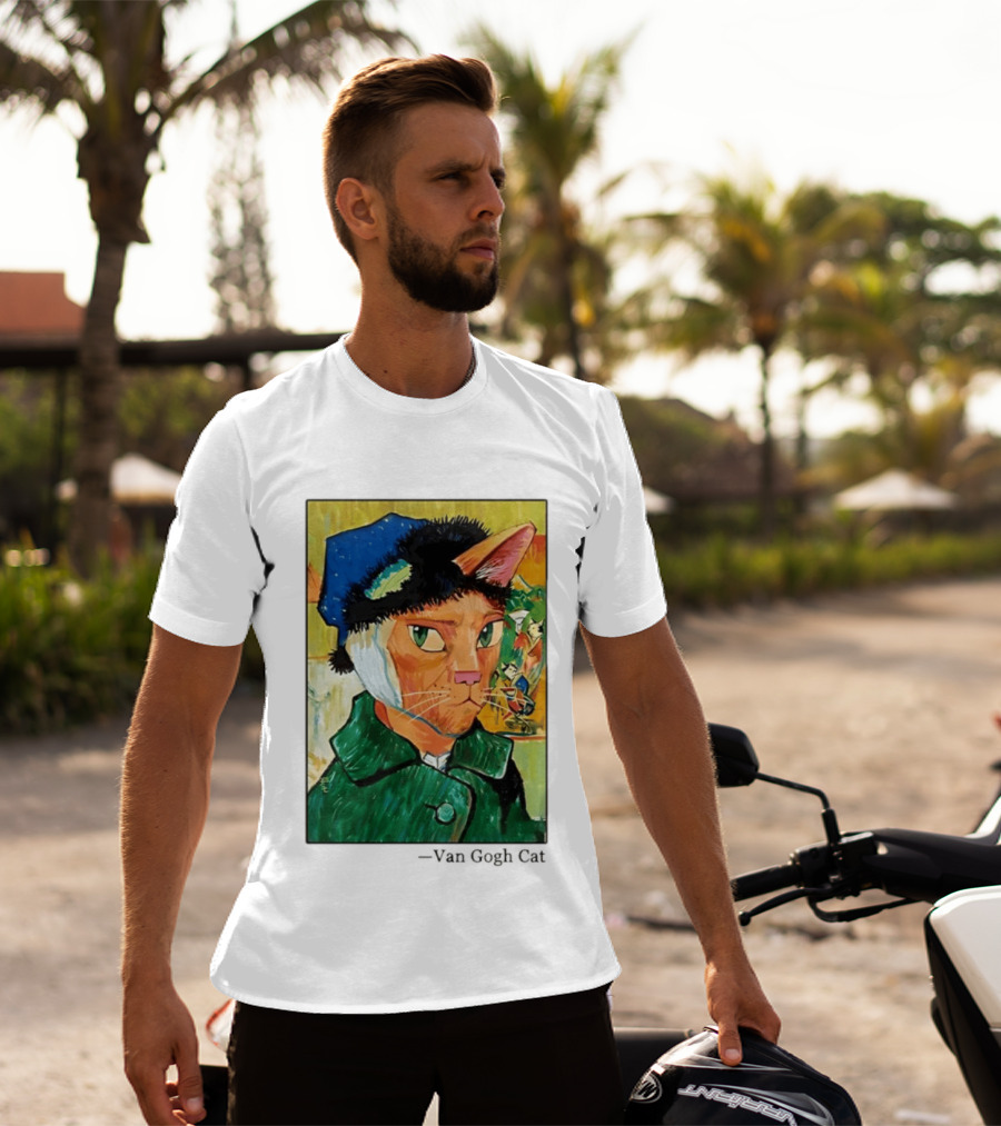 Cat In Van Gogh Style With Bandaged Ear Iconic Painting T-Shirt
