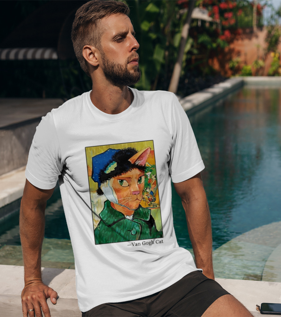 Cat In Van Gogh Style With Bandaged Ear Iconic Painting T-Shirt