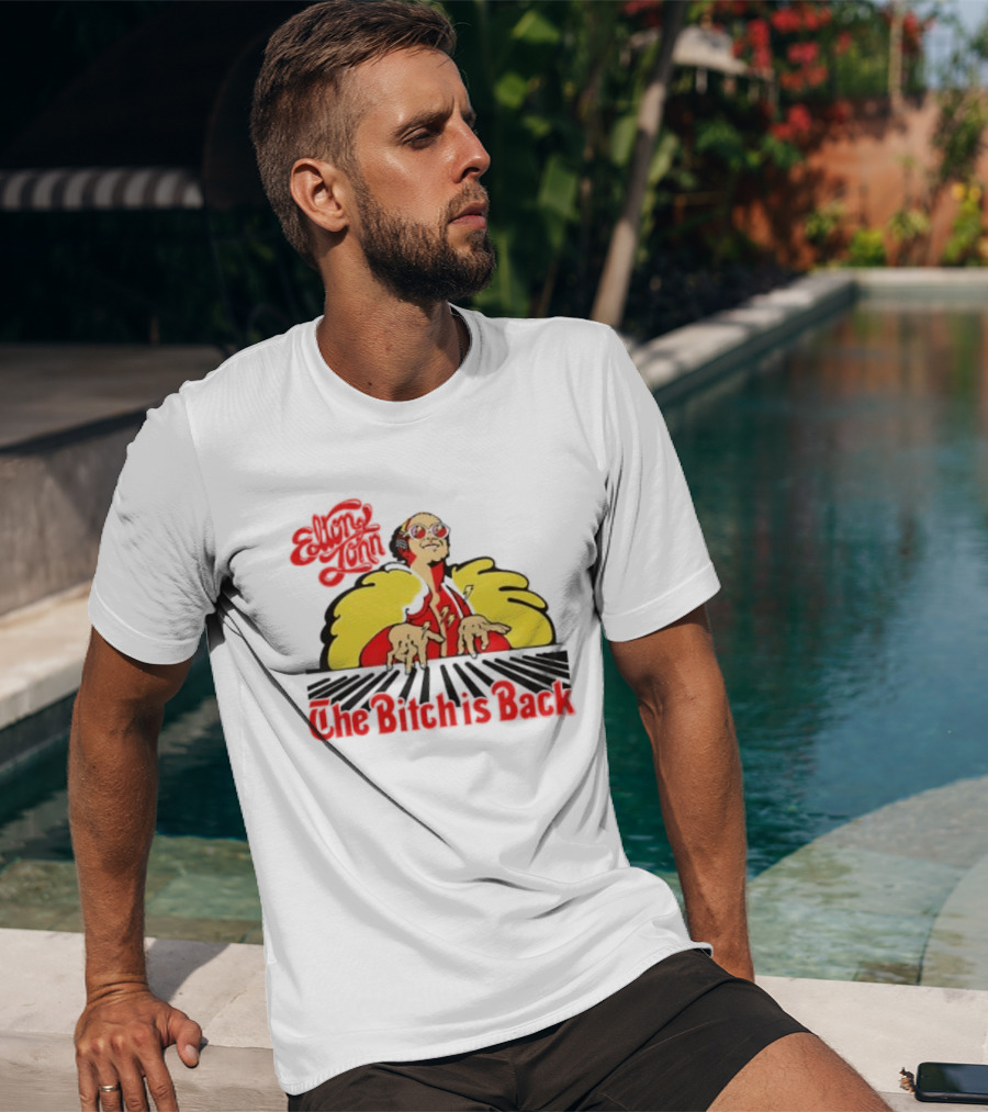 Elton John The Bitch Is Back Burst Yellow And Red T-Shirt