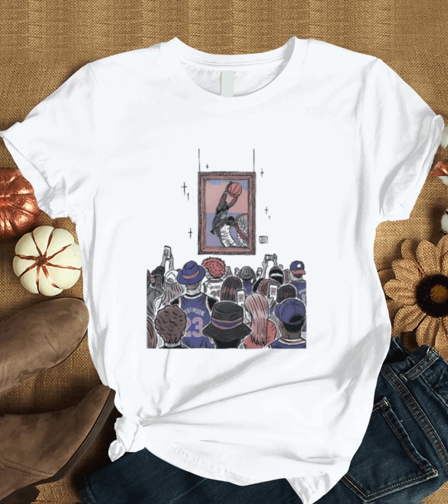 Mitchell Robinson New York Knicks Dunk Moment Over Philadelphia 76ers Joel Embiid Basketball Fans Gallery T-Shirt