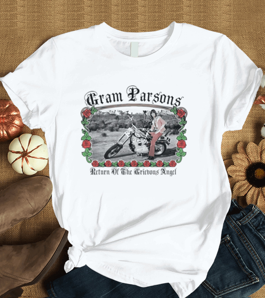 Gram Parsons Return Of The Grievous Angel Roses Motif T-Shirt