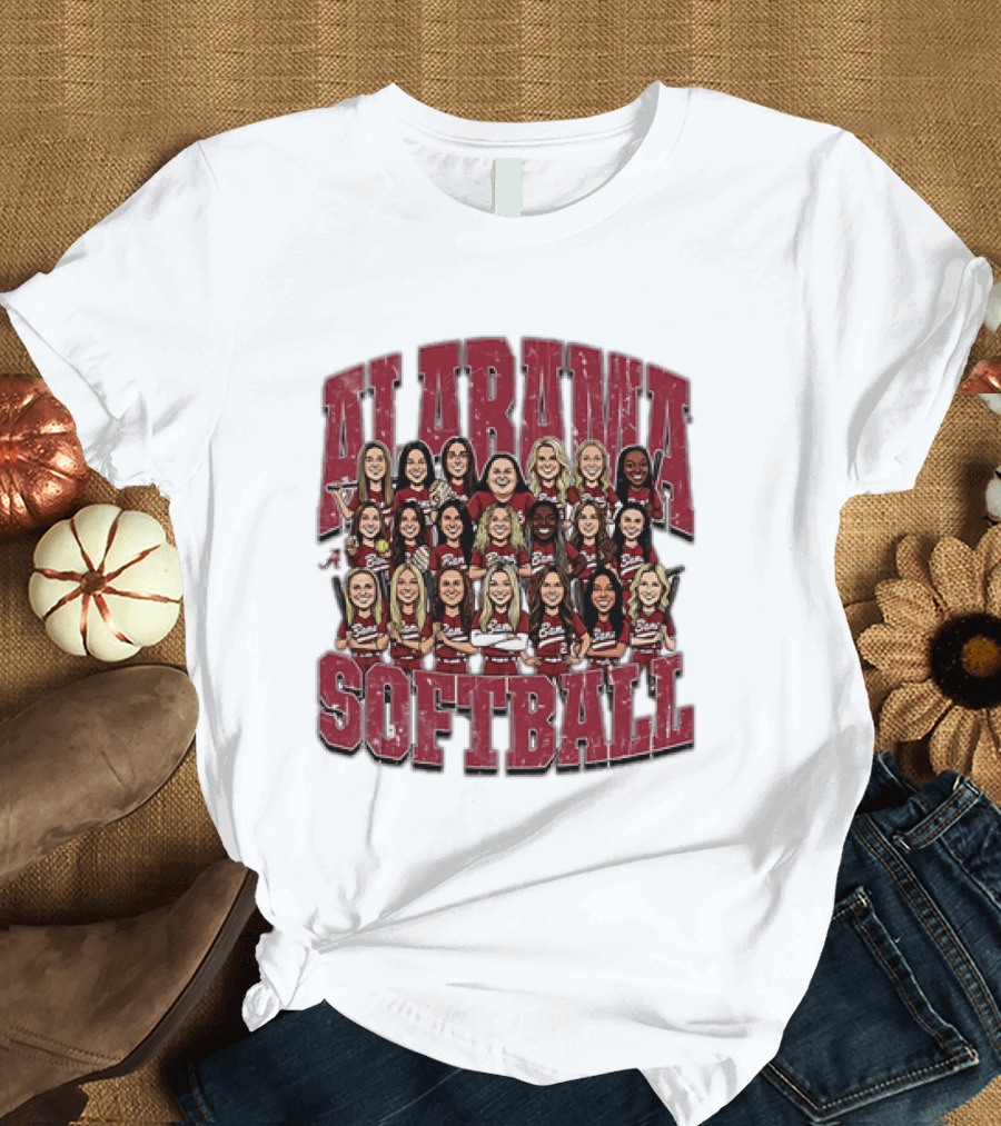 Crimson Tide Softball Alabama Team Caricature Players T-Shirt