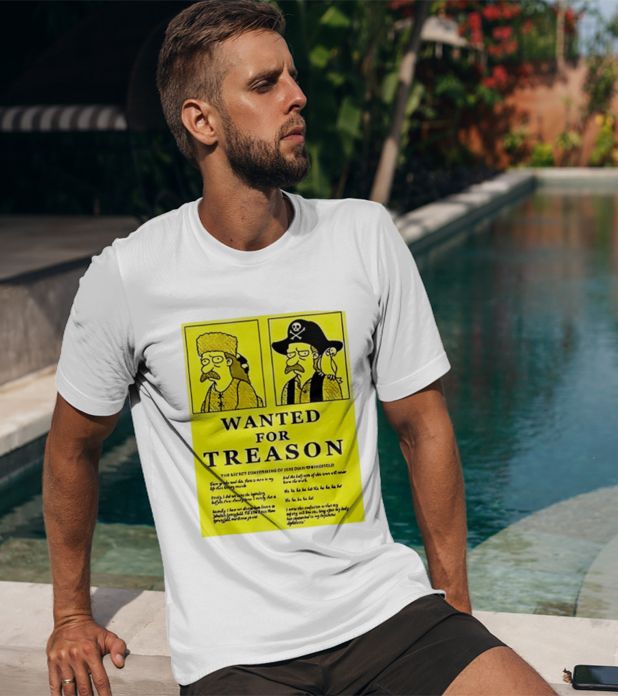 Wanted For Treason Kirk Van Houten Pirate And Russian Hat Cartoon Wanted T-Shirt