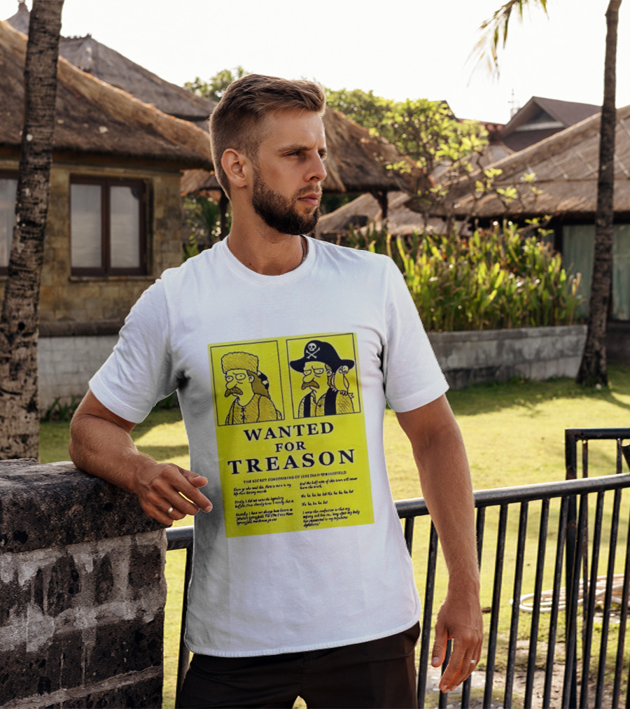 Wanted For Treason Kirk Van Houten Pirate And Russian Hat Cartoon Wanted T-Shirt