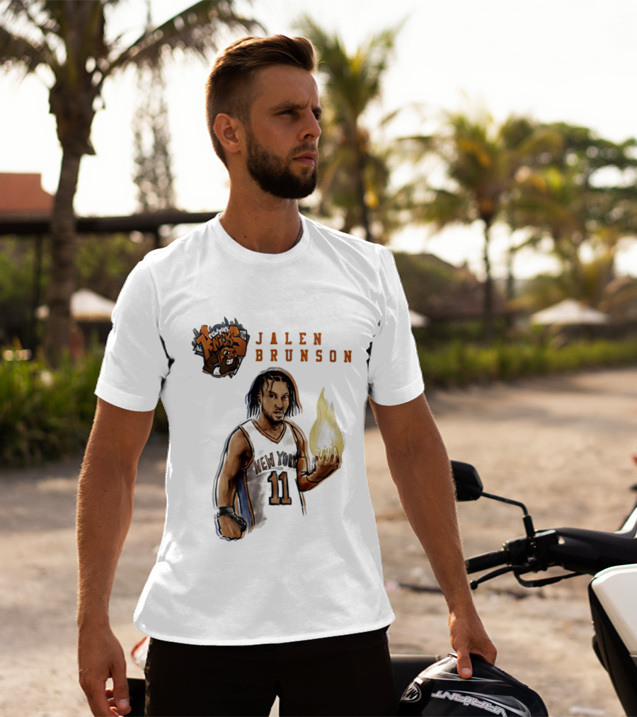 New York Knicks Jalen Brunson Flame 11 T-Shirt