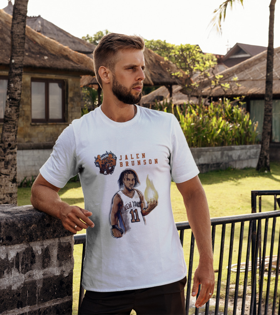 New York Knicks Jalen Brunson Flame 11 T-Shirt