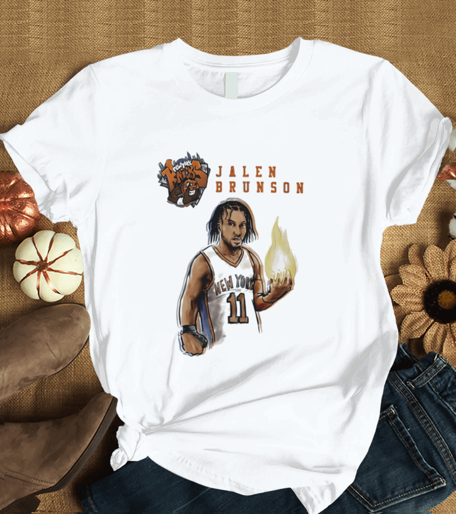 New York Knicks Jalen Brunson Flame 11 T-Shirt