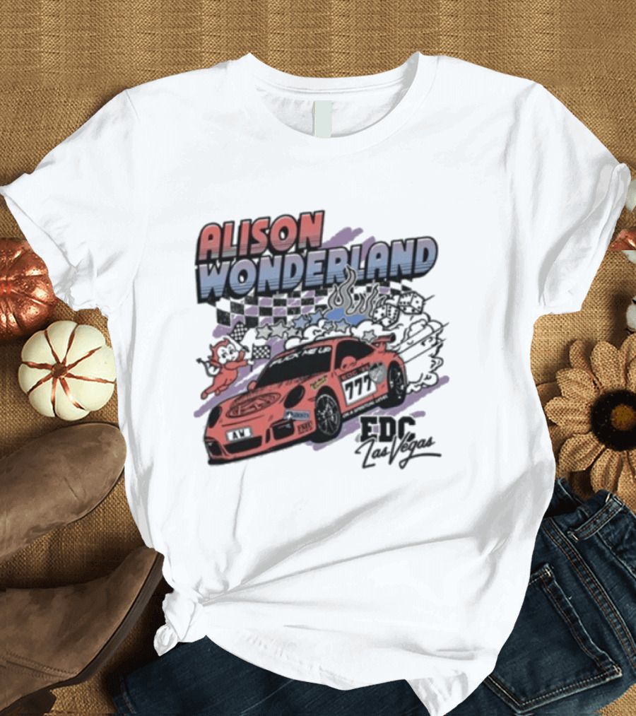 Alison Wonderland Racing 777 EDC Las Vegas Checkered Pink Car T-Shirt