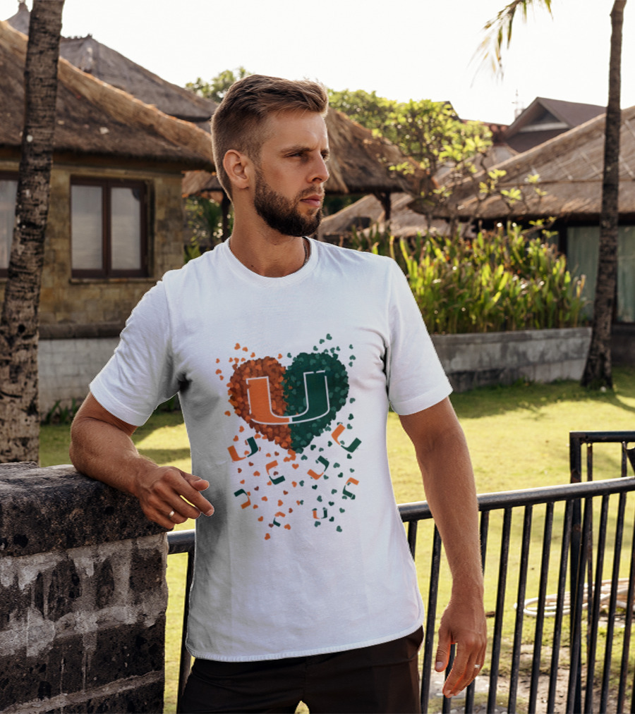 Heart Of Miami Hurricanes 2026 U Logo Football Celebration T-Shirt