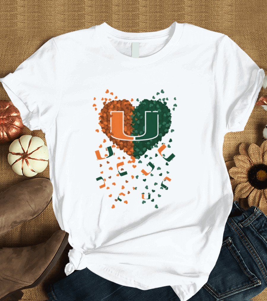Heart Of Miami Hurricanes 2026 U Logo Football Celebration T-Shirt