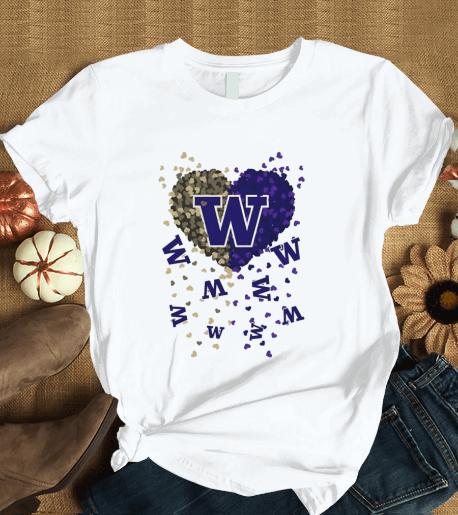 W Washington Huskies Heart 2026 Football Celebration T-Shirt