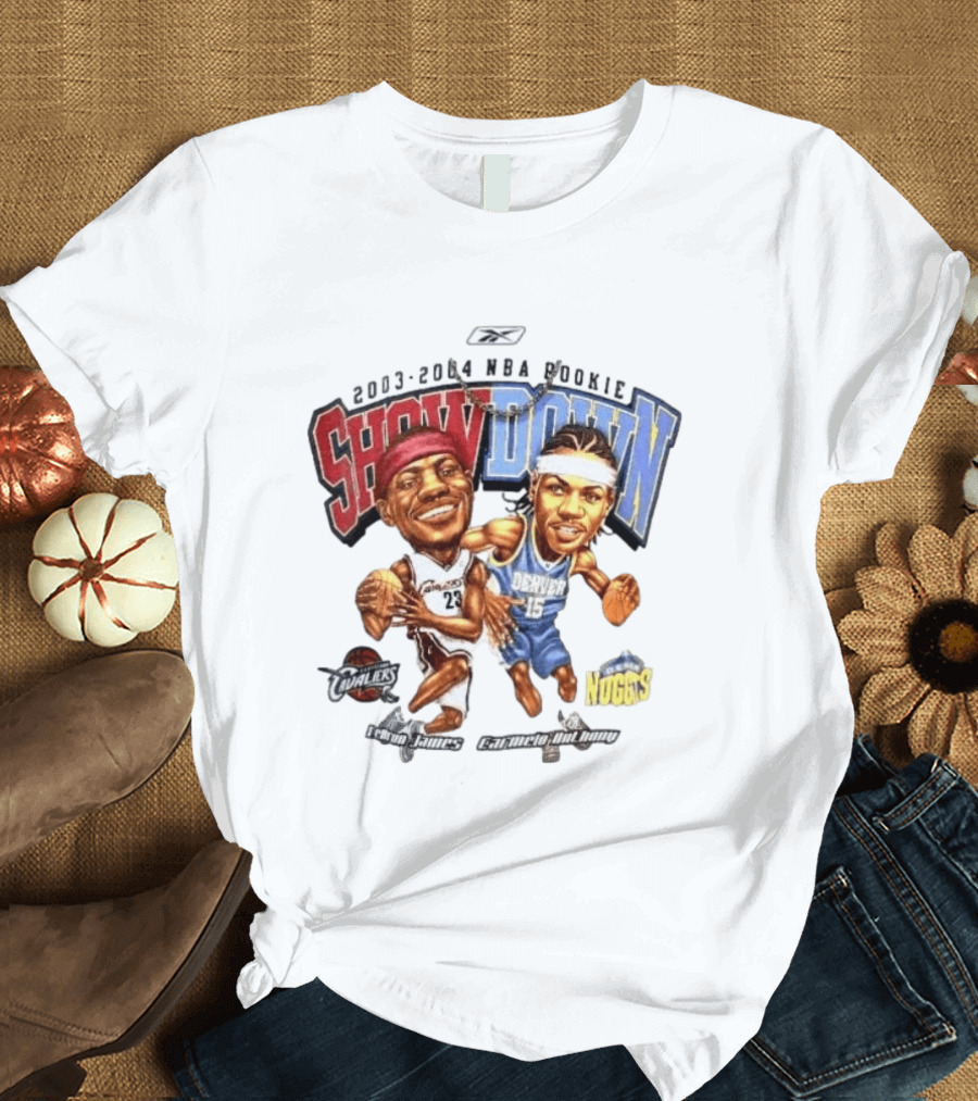 2003 2004 NBA Rookie Showdown LeBron James Carmelo Anthony Cavaliers Nuggets T-Shirt