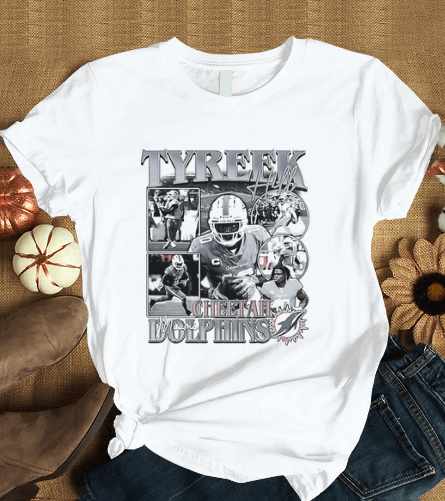 Tyreek Hill Cheetah Miami Dolphins Retro 90s Bootleg Football Player T-Shirt