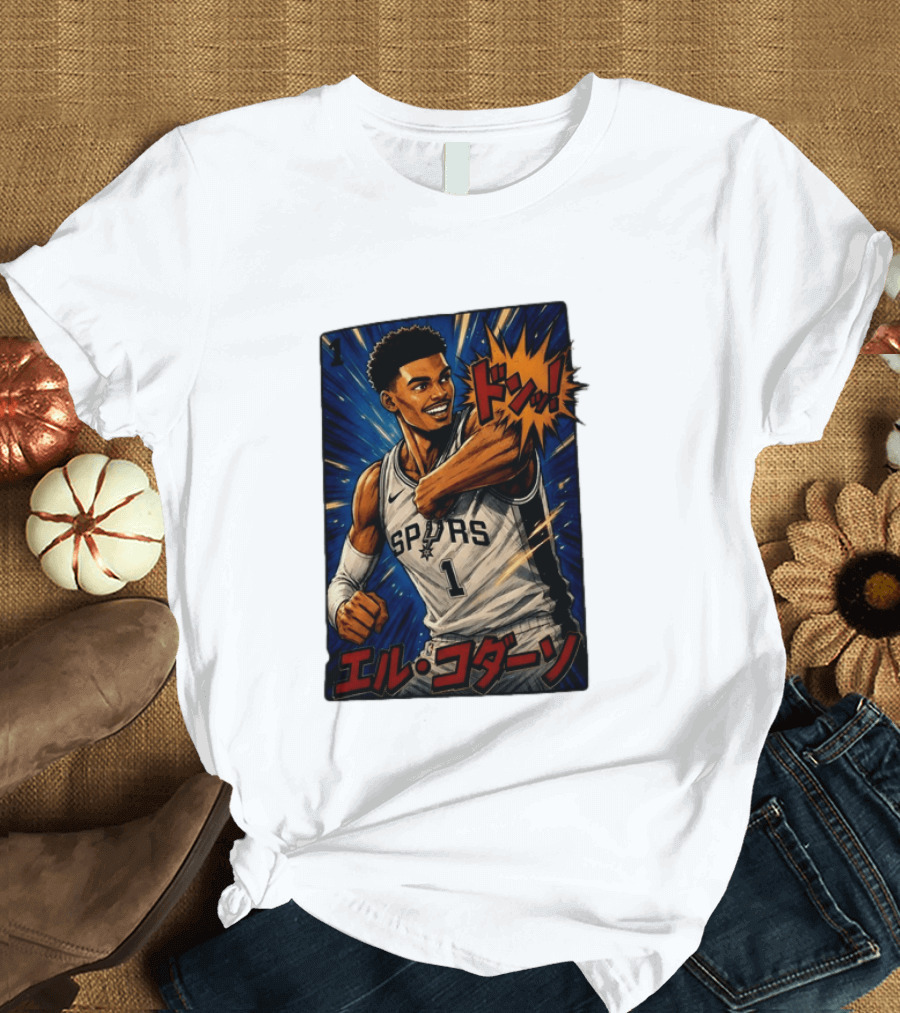 El Codazo Victor Wembanyama San Antonio Spurs Basketball Manga Style Japanese T-Shirt