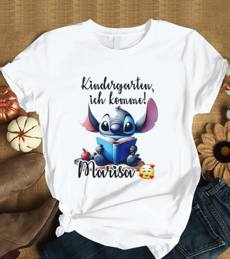 Kindergarten Ich Komme Marisa Blue Alien Book Reading T-Shirt