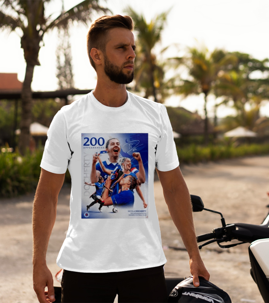 Nicola Docherty 200 Appearances Rangers Football Club Celebration T-Shirt