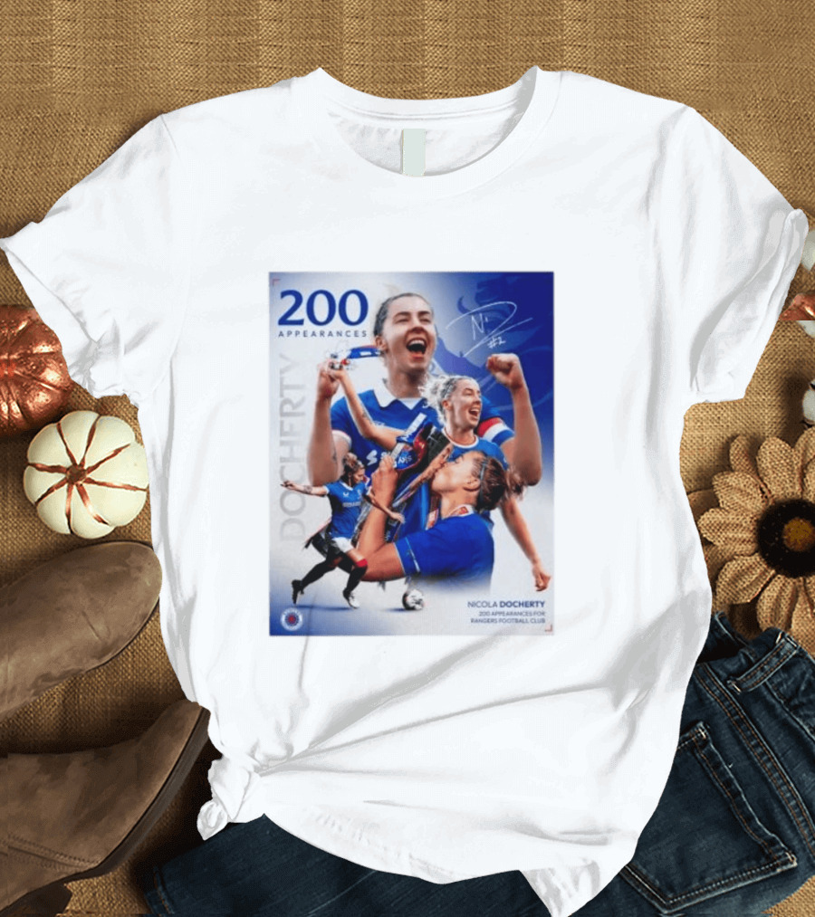 Nicola Docherty 200 Appearances Rangers Football Club Celebration T-Shirt