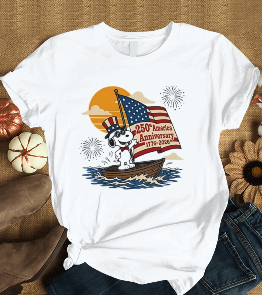 Snoopy 250th America Anniversary 1776 2026 Sailboat Celebration T-Shirt
