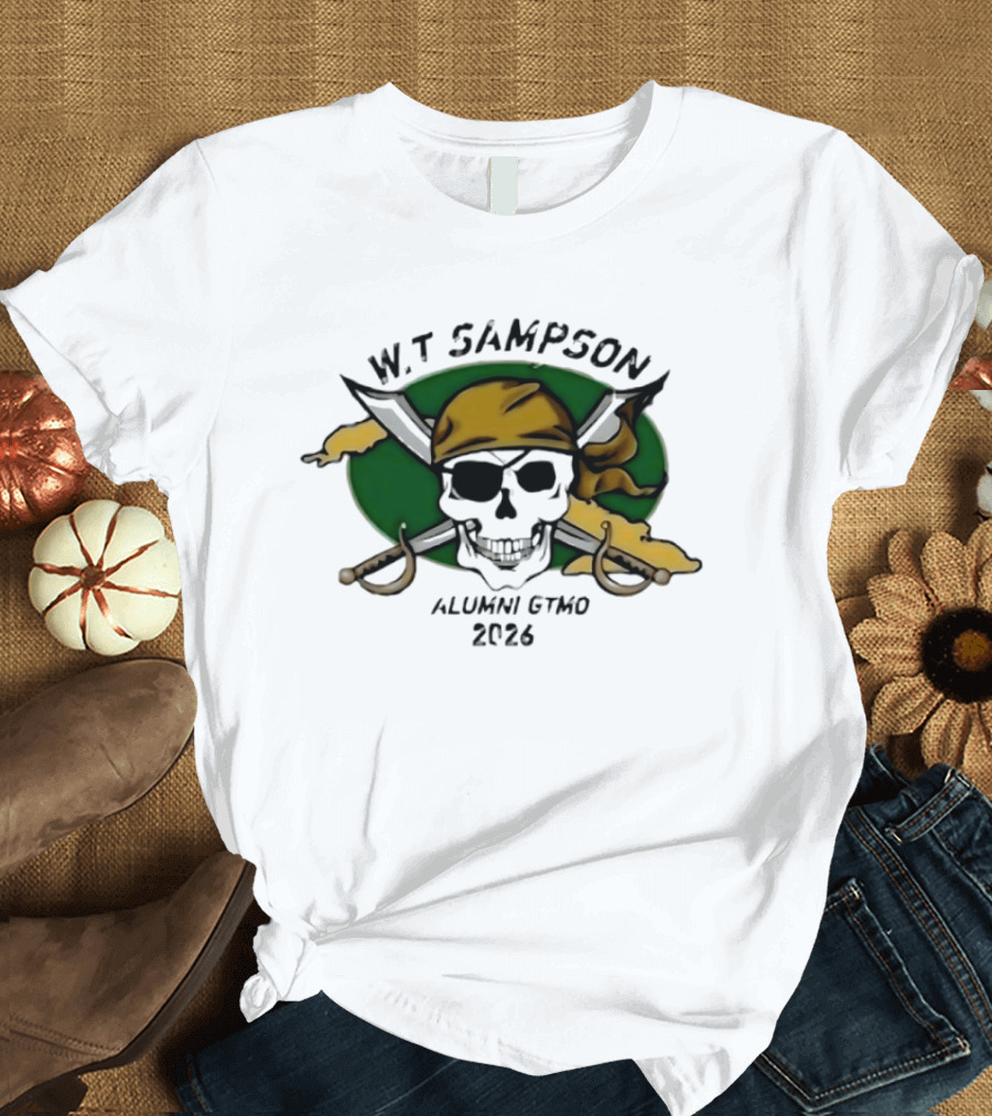 W Sampson Alumni GTMO 2026 Skull Swords Bandana T-Shirt