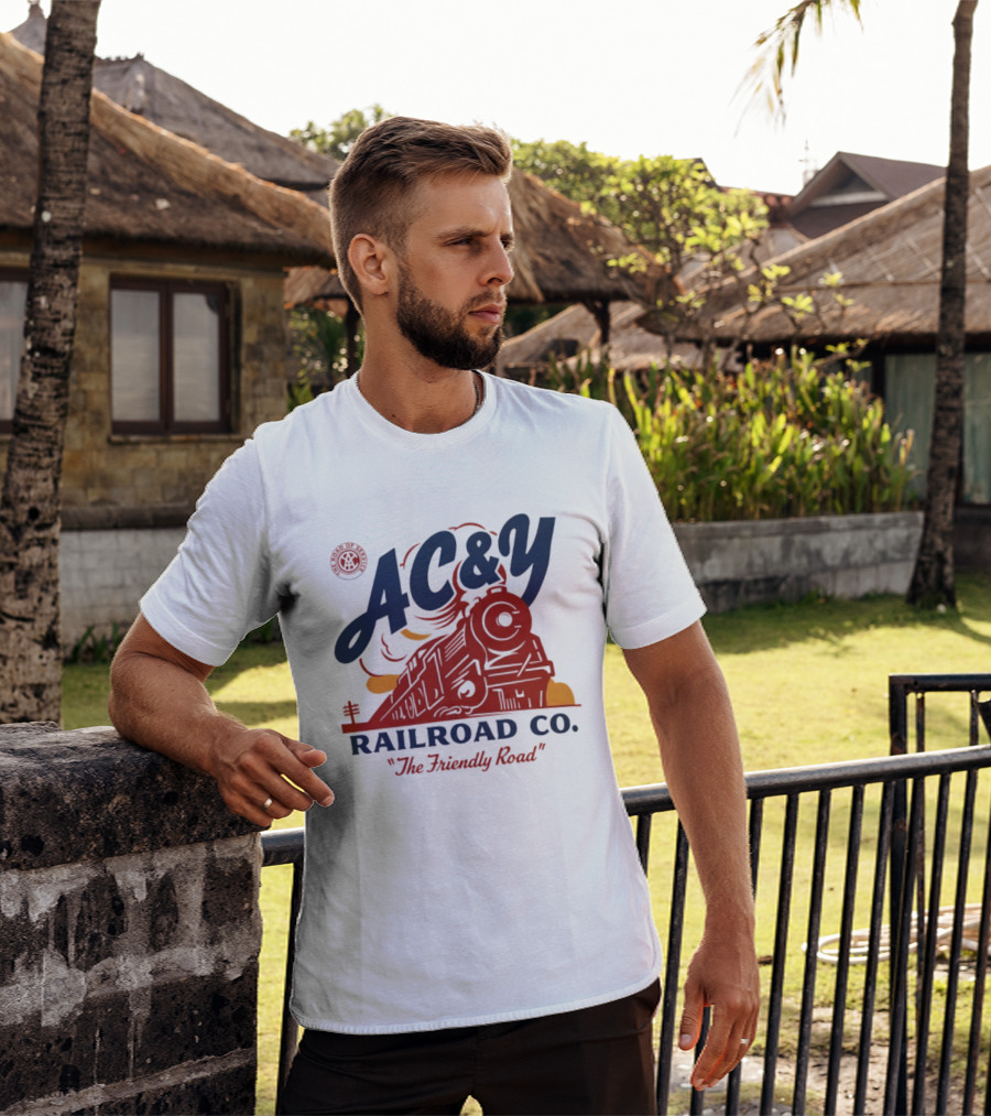 AC&Y Railroad Co. The Friendly Road Vintage Locomotive T-Shirt