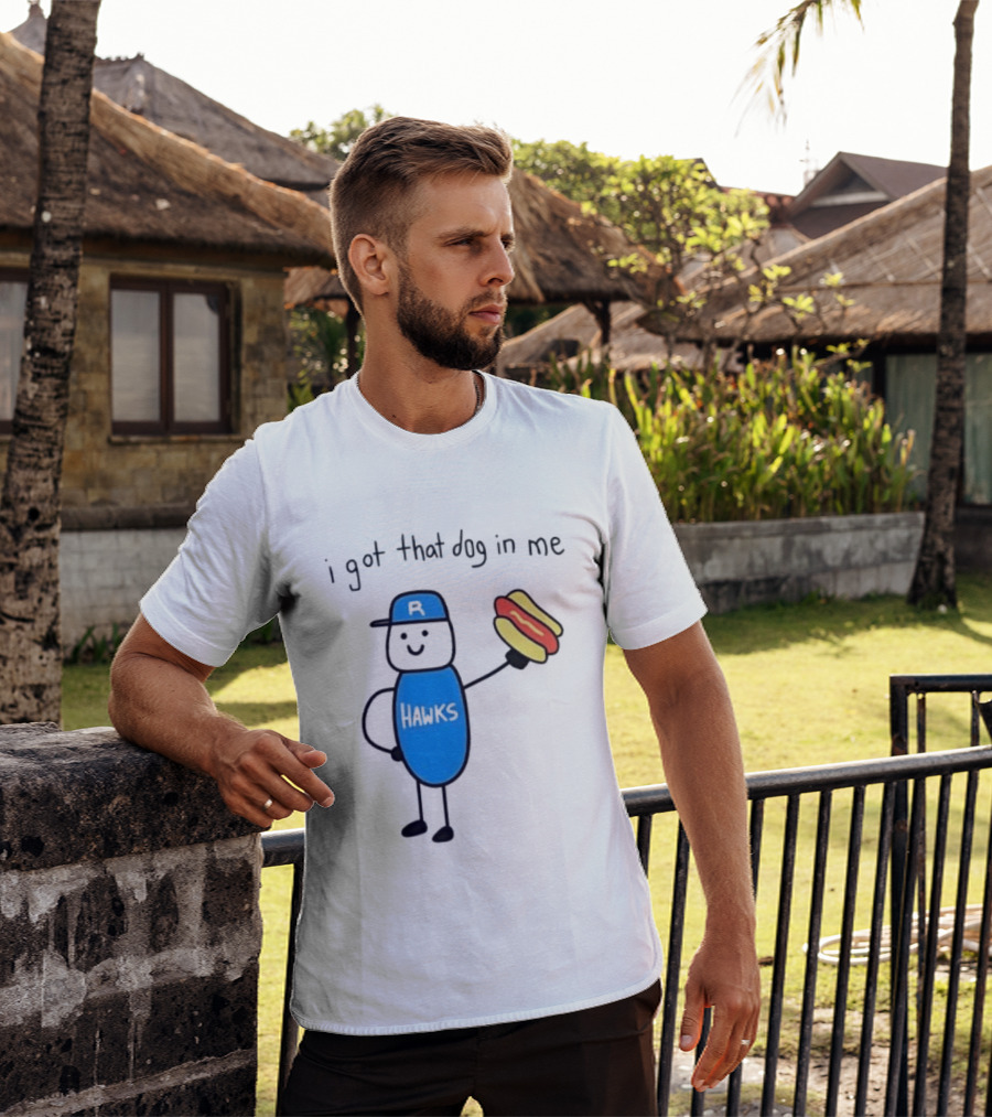 Edmonton Riverhawks I Got That Dog In Me Hot Dog Baseball Stick Figure T-Shirt