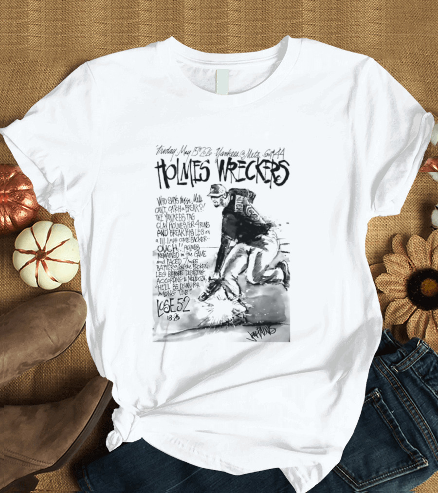 Holmes Wreckers New York Mets Baseball Pitcher Clay Holmes T-Shirt