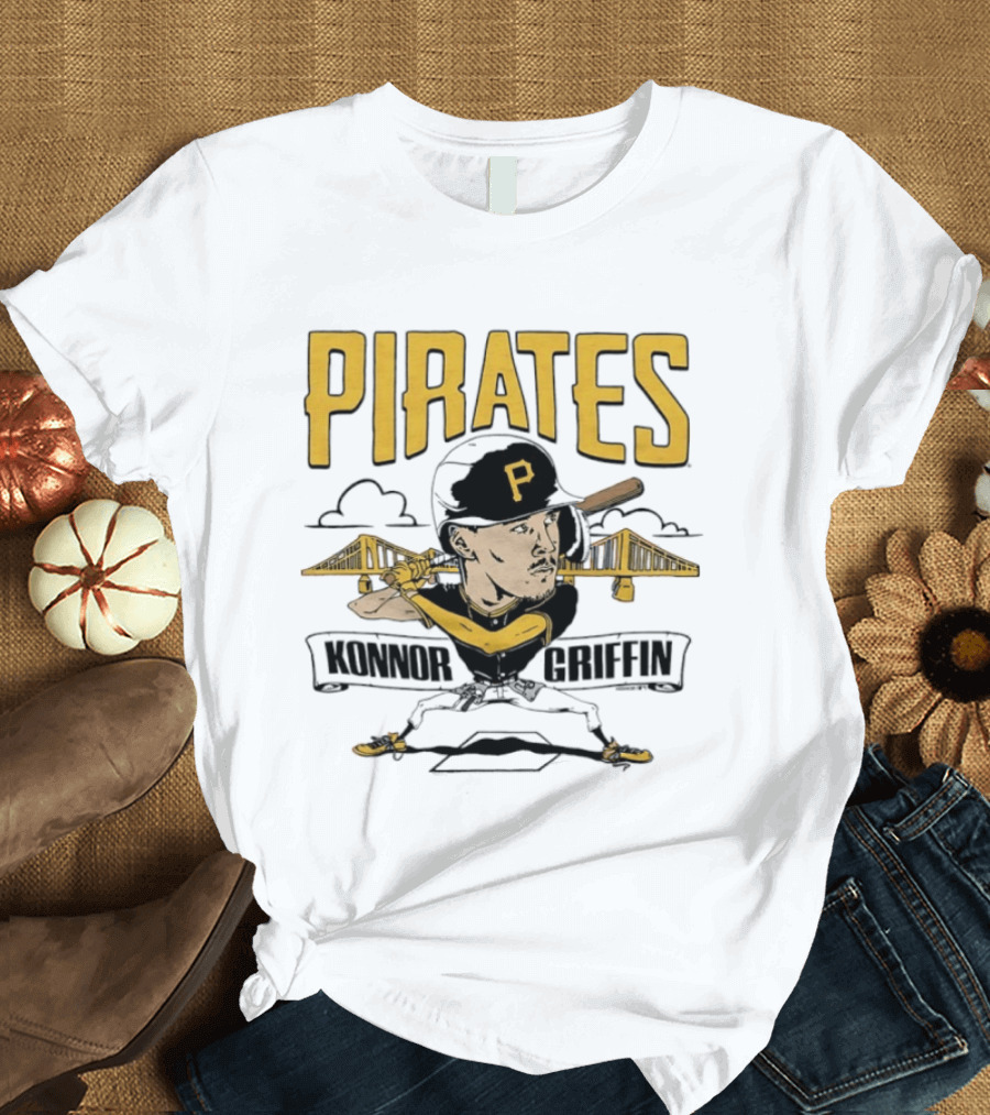 Pittsburgh Pirates Konnor Griffin Caricature Swing With Bridges T-Shirt
