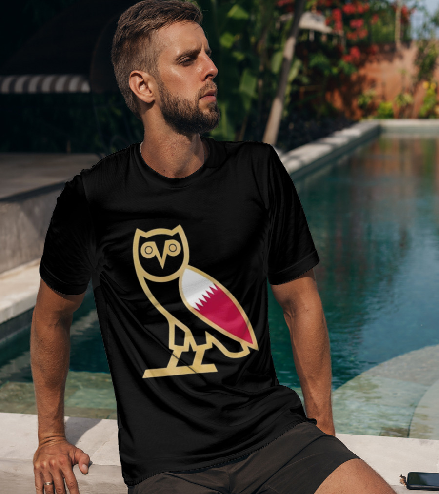 OVO Owl Gold Outline Qatar Flag Wing T-Shirt