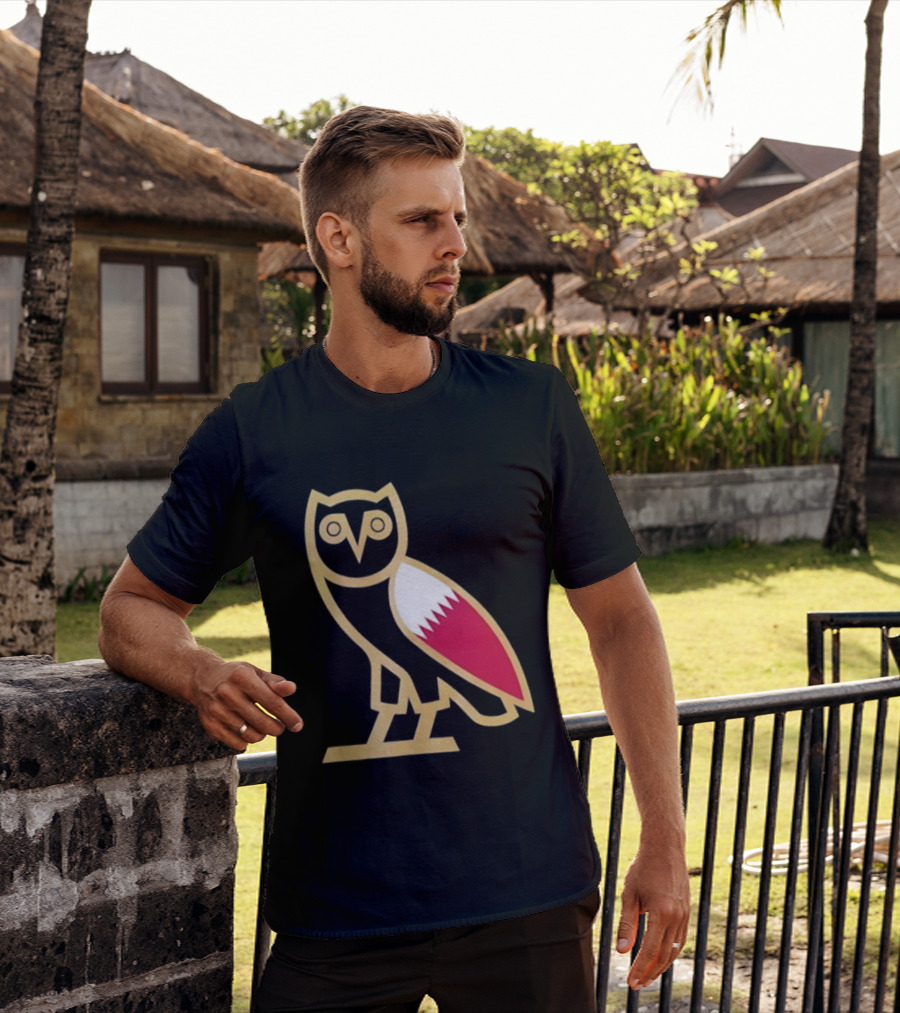 OVO Owl Gold Outline Qatar Flag Wing T-Shirt