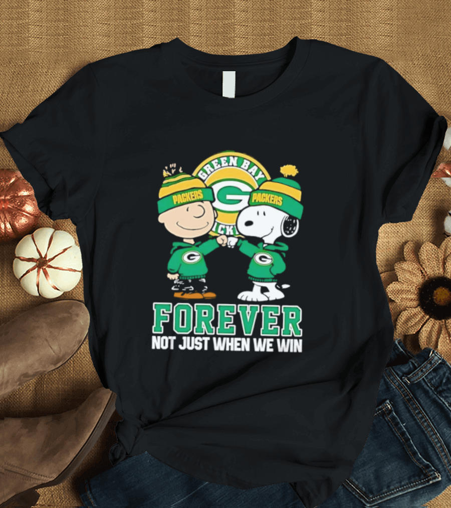 Peanuts Charlie Brown Snoopy Green Bay Packers Forever Not Just When We Win T-Shirt