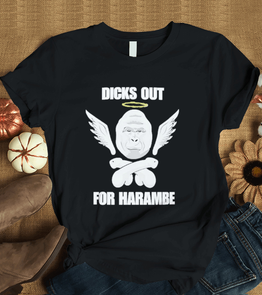 Gorilla With Wings Halo Dicks Out For Harambe T-Shirt
