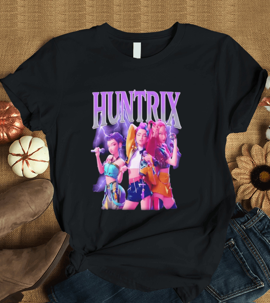 Huntrix Kpop Band Cartoon Characters With Microphones T-Shirt