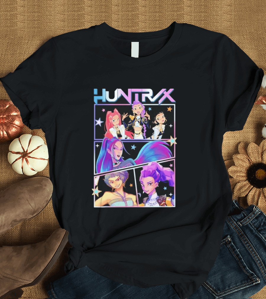 Huntrix Anime Character Panel Demon Hunter T-Shirt