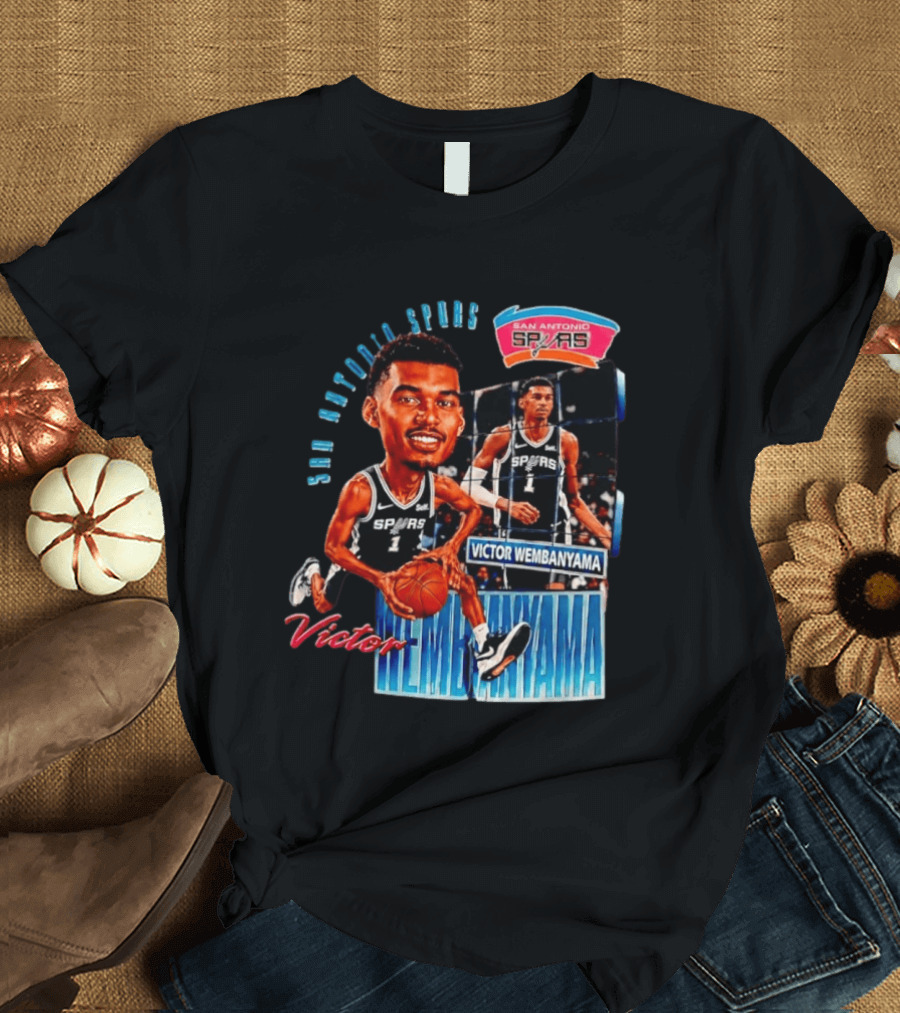 San Antonio Spurs Victor Wembanyama Basketball Caricature T-Shirt